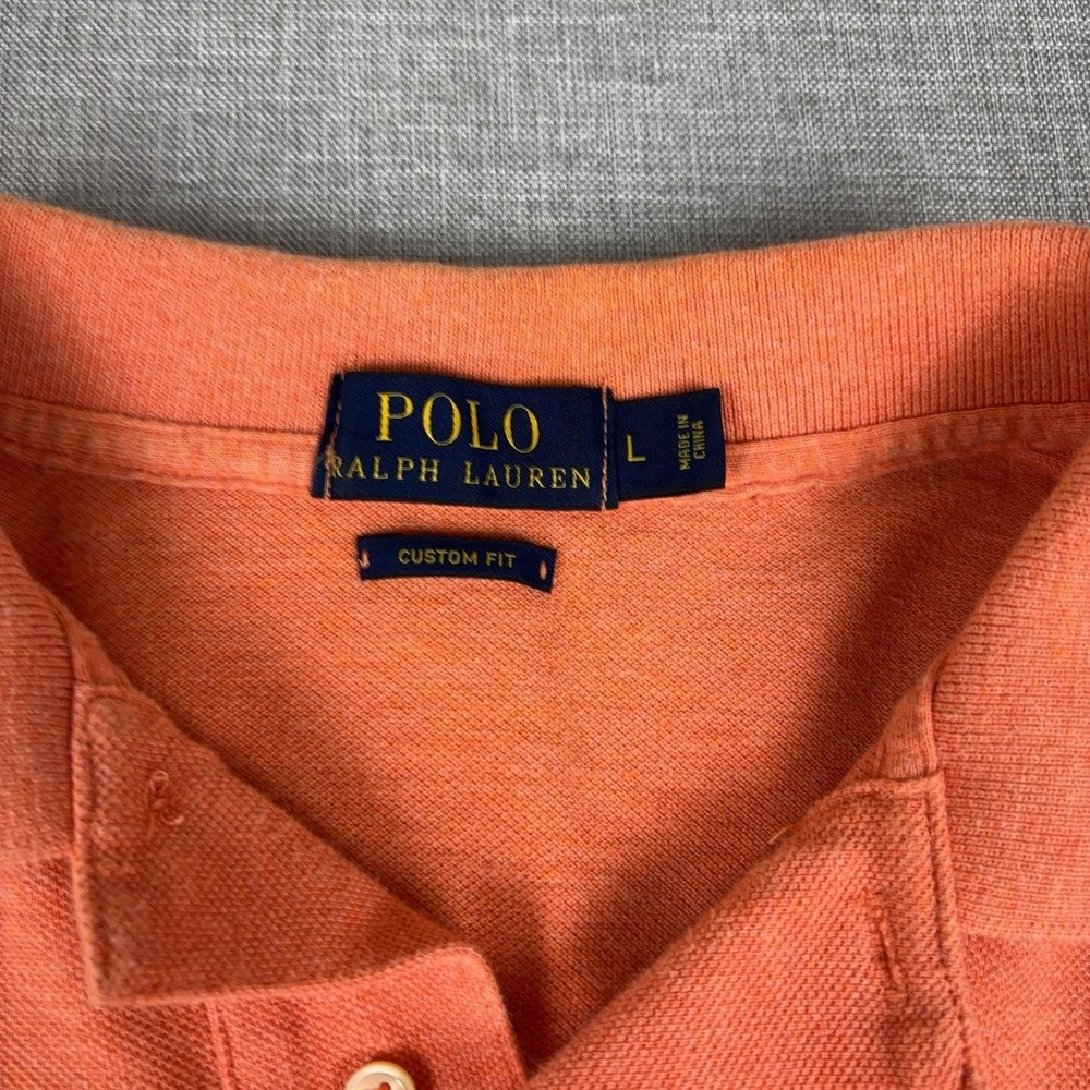 Vintage Ralph Lauren Polo Shirt Mens Large Orange Cotton Short Sleeve - Picture 7 of 16